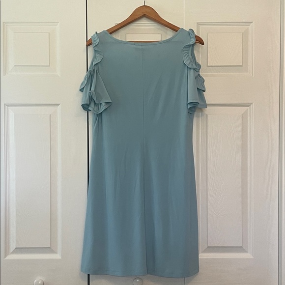 Chic Light Blue Ruffle Sleeve Mini Dress - Picture 3 of 3